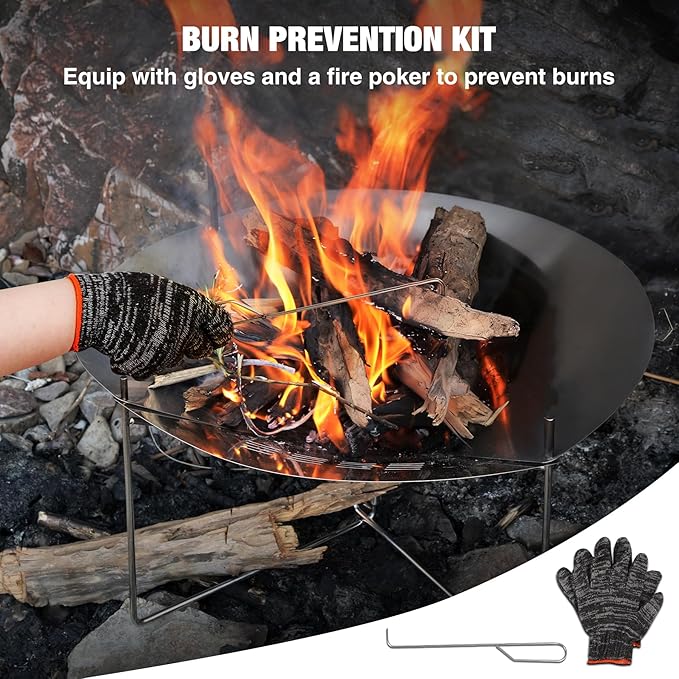 REDCAMP Portable Collapsible Fire Pit - 20 inch Foldable Wood Burning Fire Pit with Storage Bag for Outside Backyard Patio Outdoor Camping Backpacking Beach