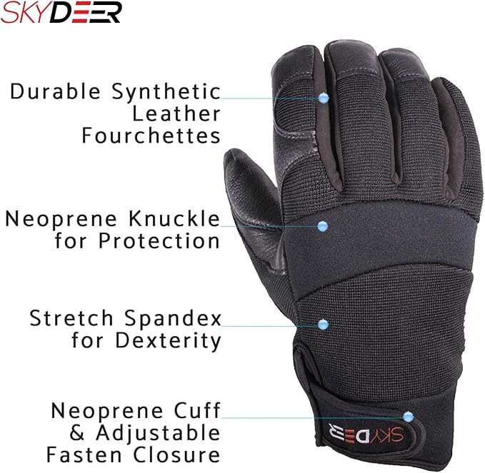 SKYDEER Full Deerskin Leather Winter Drive Work Gloves, Extra Soft 100G 3M Thinsulate, Thermal Insulated Gloves (SD2211T)