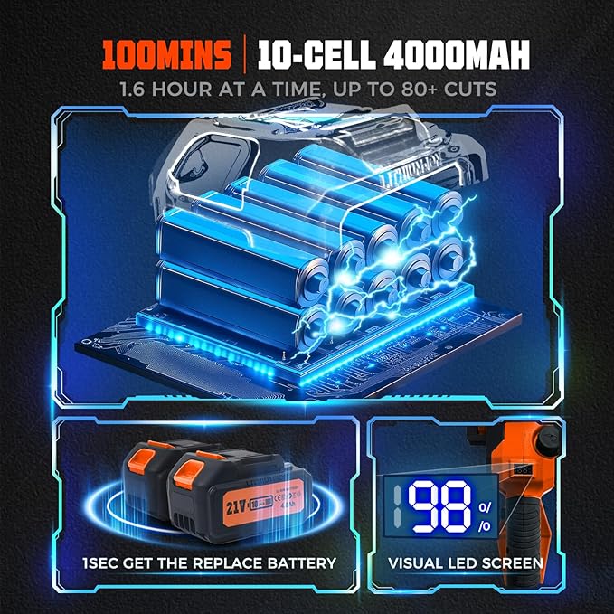 8'' Electric Pole Saws for Tree Trimming, Cordless 2-in-1 Pole Saw & Mini Chainsaw with Extension Pole, Battery Powered with 2x4.0Ah Batteries and Charger, Max 16FT Reach for Pruning