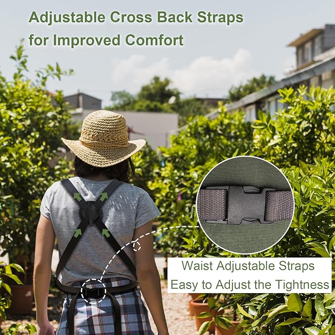 Gardening Apron Waterproof Cross Back Apron, Extra 600D Heavy Duty Apron Harvest and Large Quick Release Pockets