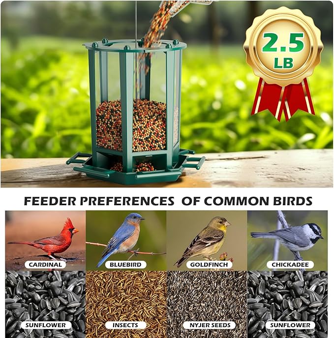Birdream 4 Pack Bird Feeders for Outdoor Hanging, 10 LB Fun Installation Retro Pagoda Design Bird Feeder, Attracting Wild Birds Chickadees Goldfinches Cardinals Finches and Sparrows (Green)