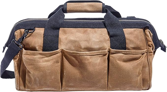 Readywares Tool Bag, Heavy Duty Waxed Canvas Bag for Gear, Tools, Supplies and Equipment (18", Tan)