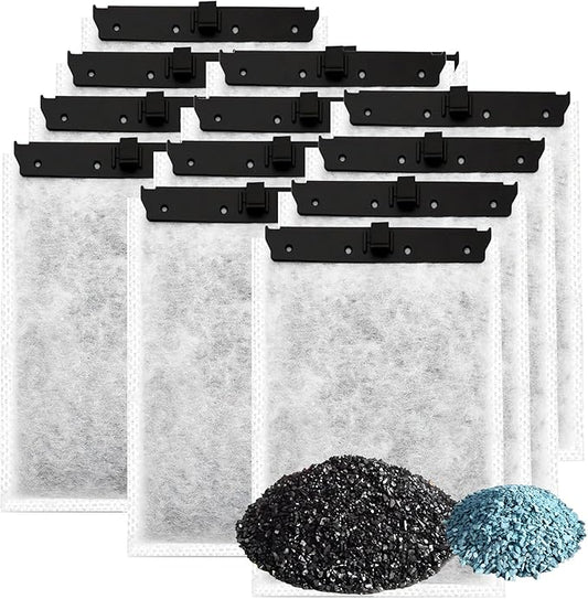 Aquarium 12 Pack Medium Filter Cartridges with Zeolite, Compatible with Whisper Filters 10i, IQ10, PF10 Power Filters