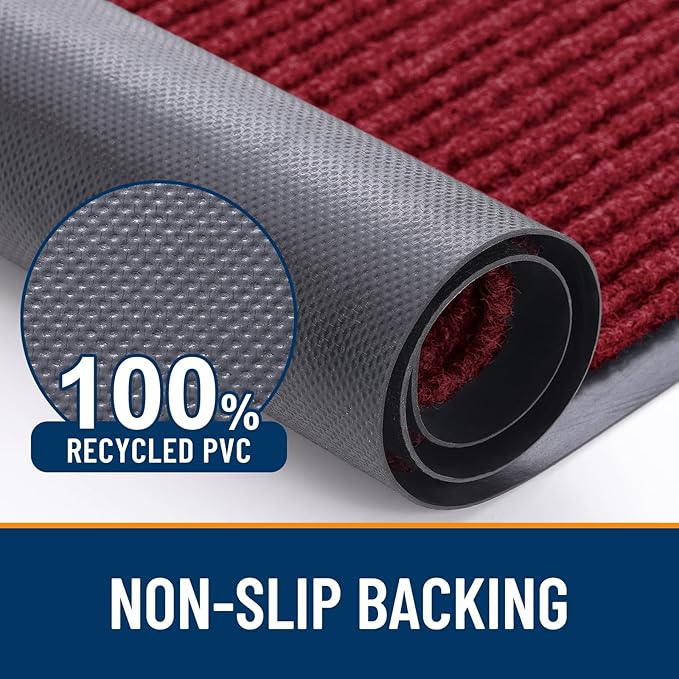 OLANLY Front Door Mat Indoor Outdoor Entrance, Waterproof Heavy Duty Doormat, Fade Resistant, Low Profile, Easy Clean Patio Porch Welcome Floor Mats for Entry, 35x30, Wine Red