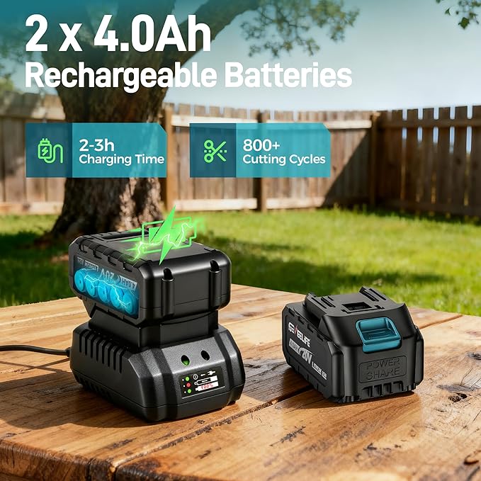 GEVEELIFE Electric Pruning Shears Cordless, 1.6" Cutting Diameter, Portable Cordless Pruning Shears with SK5 Blades, 4 Modes, 2×4.0Ah Battery Powered Electric Pruner for Garden Tree Trimming