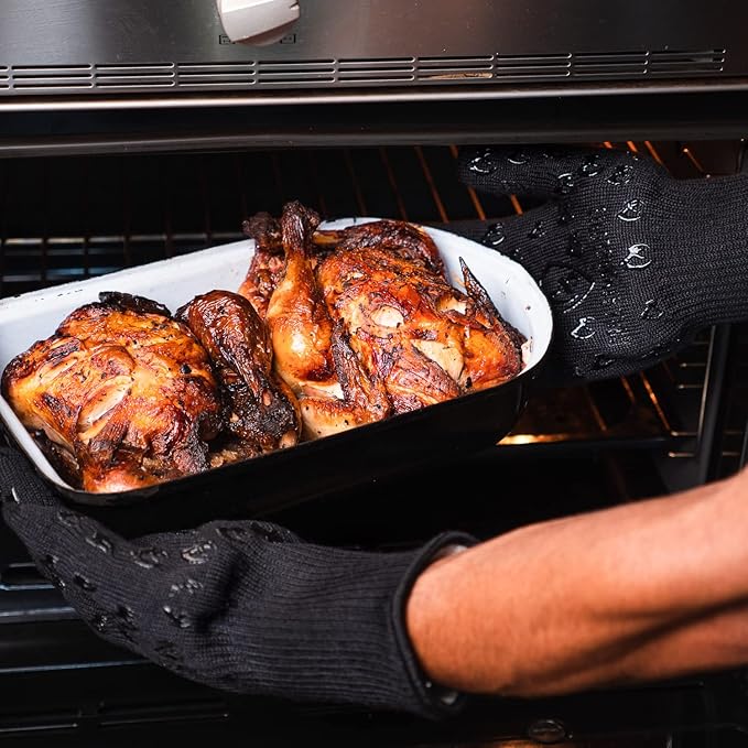 Grill Armor Oven Gloves – 932°F Heat, Fire & Cut Resistant Mitts for BBQ, Grill, Cooking, Grilling, Baking, Smoker & Fire Pit