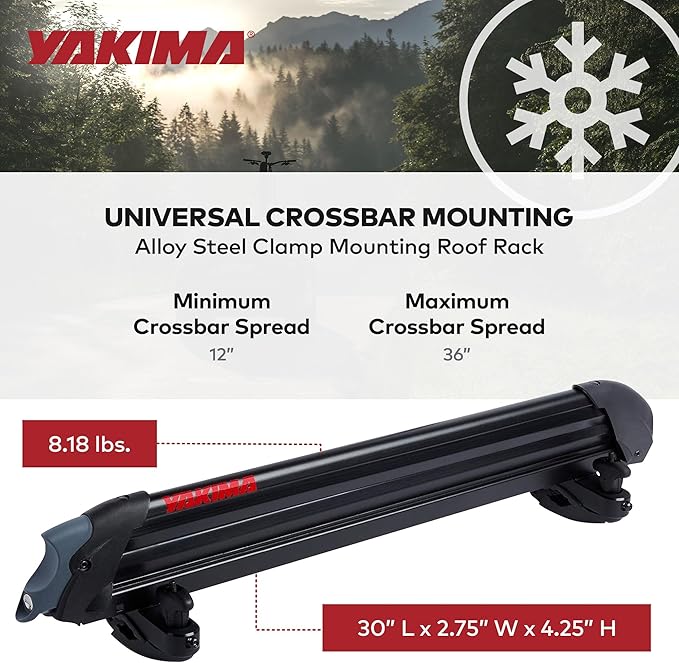 Yakima Ski & Snowboard Car Roof Rack, Fits 6 Ski Pairs or 4 Boards, PowderHound 6 - for Reliable & Secure Transport, Compatible with Yakima Crossbars