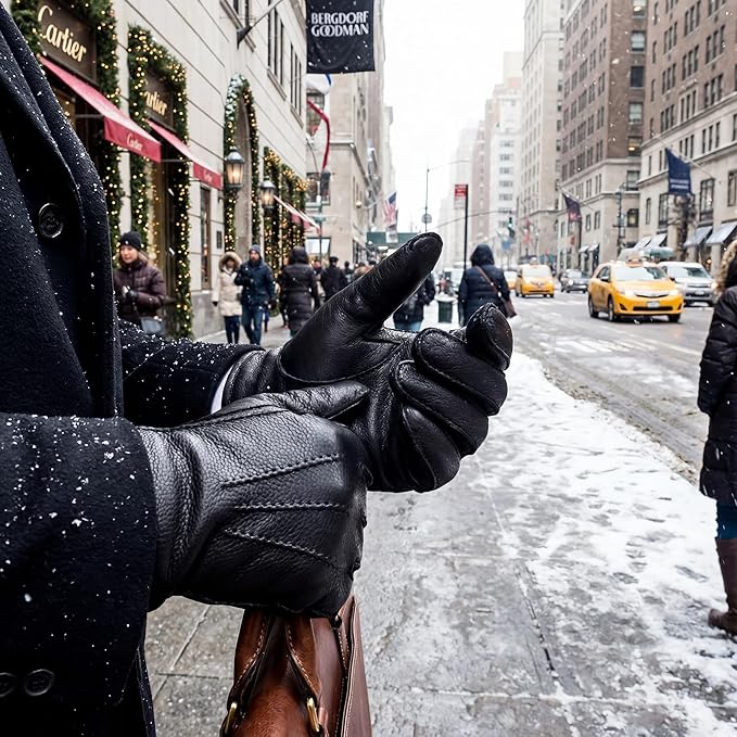 SKYDEER Full Deerskin Leather Winter Drive Work Gloves, Extra Soft 100G 3M Thinsulate, Thermal Insulated Gloves (SD2211T)