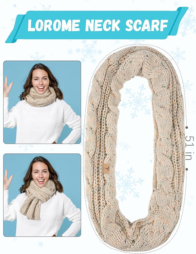 Winter Hat Scarf Gloves and Ear Warmer, Warm Knit Beanie Hat Touch Screen Gloves Set Winter Gifts Neck Scarves for Women