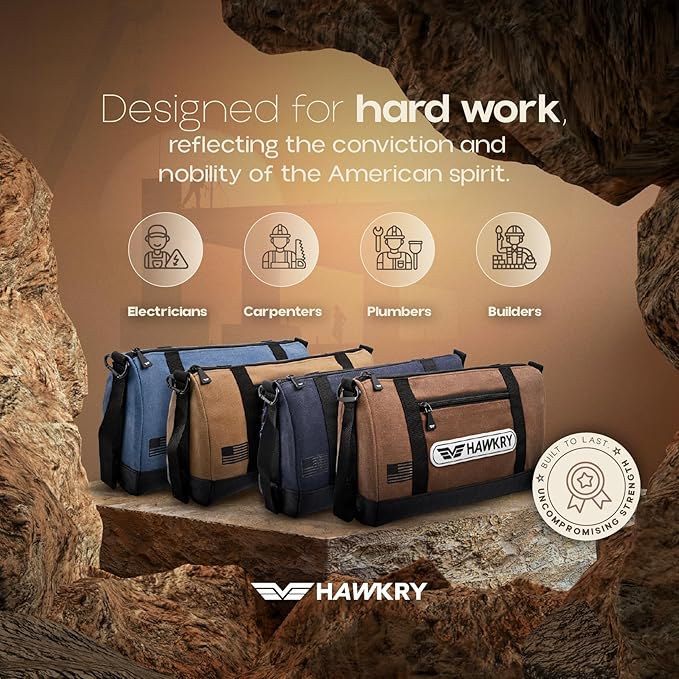 HAWKRY Heavy Duty Canvas Tool Bag Set of 4 – Waterproof Canvas Zipper Pouch, Garden Tool Bag, Construction Bags Heavy Duty, Small Zipper Pouch, Motorcycle Tool, Multipurpose Fishing Bag