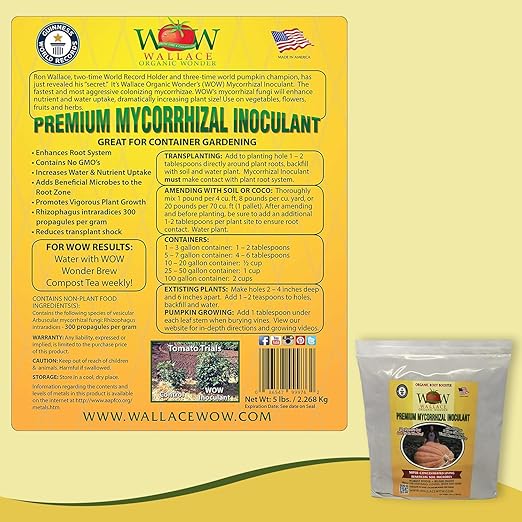 Wallace Organic Wonder Mycorrhizal Inoculant (5 lbs) - Mycorrhizal Fungi - Super Concentrated - Fresh Mycorrhizae for Plants, Garden Soil, & Potting Soil - Organic Root Stimulator for Plant Growth
