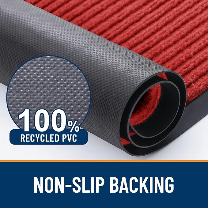 OLANLY Front Door Mat Indoor Outdoor Entrance, Waterproof Heavy Duty Doormat, Fade Resistant, Low Profile, Easy Clean Patio Porch Welcome Floor Mats for Entry, 71x23, Red