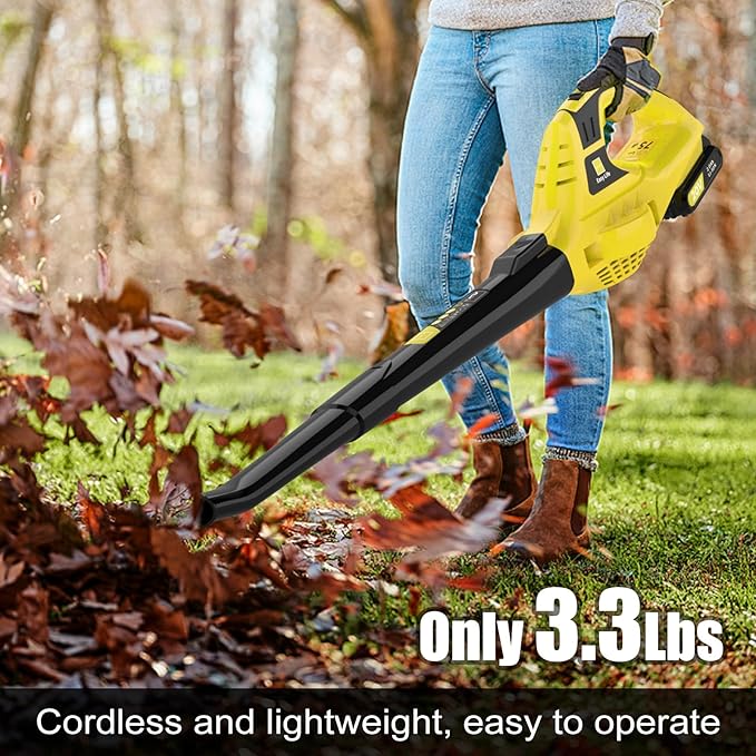 21V Leaf Blower Cordless | Handheld Electric Lightweight Blower with 2.0Ah Rechargeable Battery & Fast Charger | Adjustable Speeds, Portable Design for Lawn, Patio, Yard, Sidewalk Cleaning