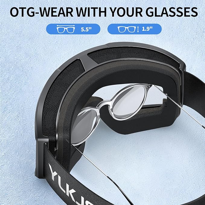 Ski Goggles for Men Women, OTG Snow Goggles, UV Protection Snowboard Goggles for Adult & Youth, Snowmobile, Sledding
