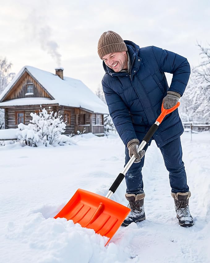 Snow Shovel for Driveway, 43" to 50" Retractable Detachable Lightweight Plastic Snow Shovels with D-Grip Handle, Large Capacity, Ideal for Women & Seniors, Garden/Car/Outdoor Use