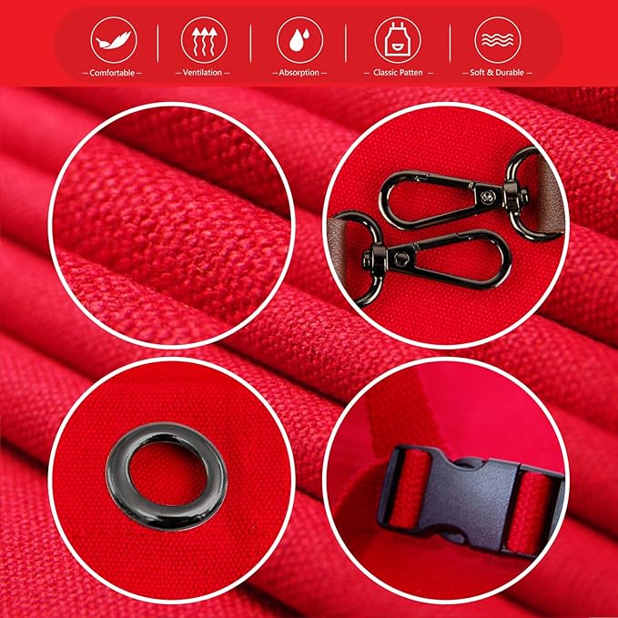 5 Pack Kitchen Apron, Work Apron, Canvas, Multiple Pockets, Gardening, Painting, BBQ, Artist, Carpenter, Sizes M to XXL, Red