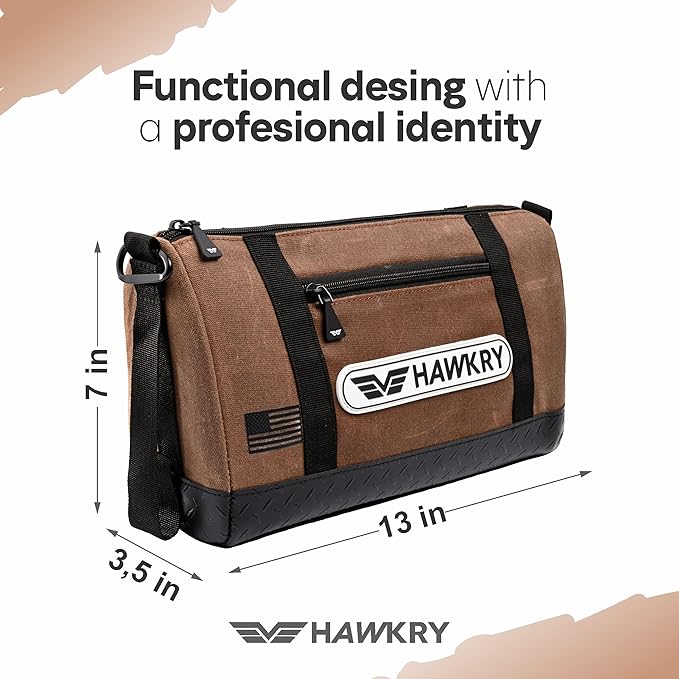 HAWKRY Heavy Duty Canvas Tool Bag Set of 2 – Waterproof Canvas Zipper Pouch, Garden Tool Bag, Construction Bags Heavy Duty, Small Zipper Pouch, Motorcycle Tool, Multipurpose Fishing Bag