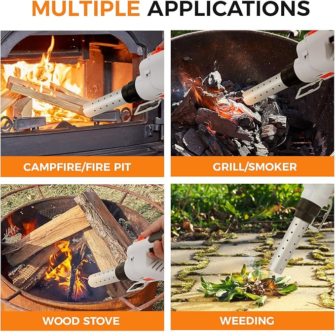 LIGO Cordless Fire Starter, 20V Charcoal Starter and Lighter, Chemical Free Heated Air with Blowing Fuction, Included 4.0Ah Battery, for Charcoal, BBQ, Grill