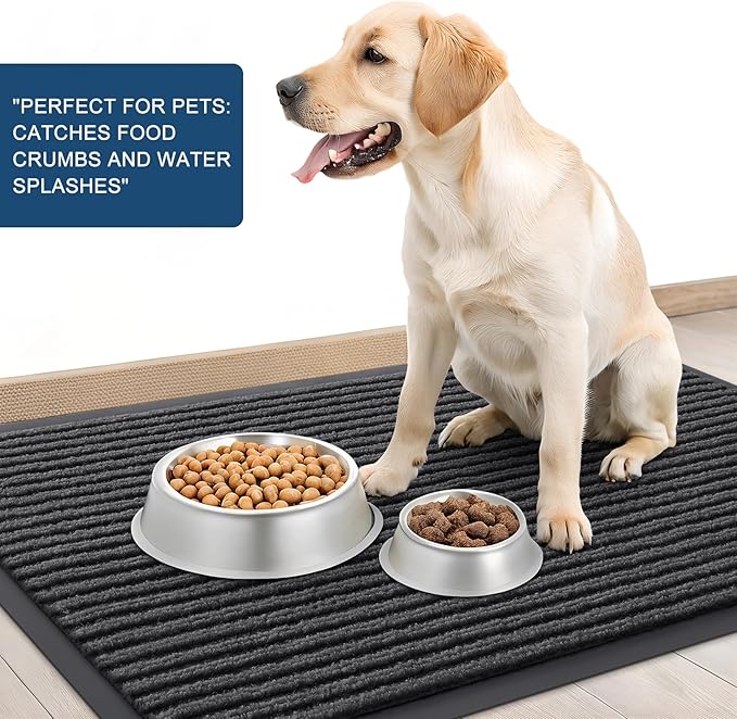 OLANLY Front Door Mat Indoor Outdoor Entrance, Waterproof Heavy Duty Doormat, Fade Resistant, Low Profile, Easy Clean Patio Porch Welcome Floor Mats for Entry, 40x32, Charcoal Grey