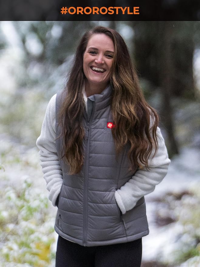 ORORO Women's Lightweight Heated Vest with USB-C Rechargeable Battery, Puffer Classic Heating Vest