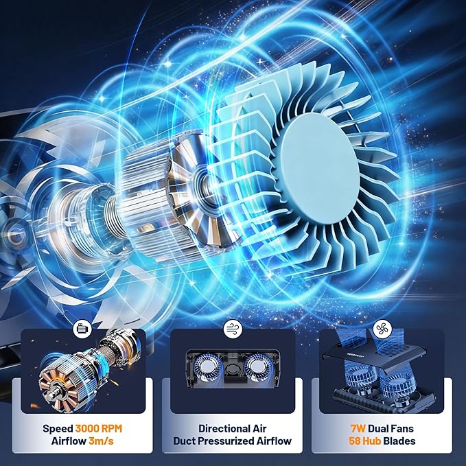 Aquarium Fan,Ultra-Quiet Fish Tank Cooler,More Powerful,Cooling Effect 3-7℉ with 3 Speed Modes Adjustable Applicable Aquariums with or Without Edges, for Axolotl Seawater Freshwater Coral Grass Tank