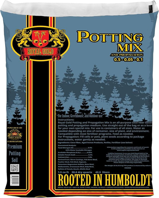 Royal Gold Potting and Propagation Mix, 1.5cu ft - Ideal for Containerized Plants/Gardens, Well-Draining, Peat-Free Formula - Encourages Healthy Root Development