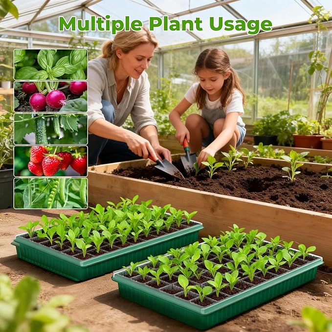 120 Cells Seed Starter Tray with Grow Light, Smart Timer， Seedling Starter Kit with Humidtiy Dome, 3/6/12H Timer，Germination Kit For all plants including cucumbers, tomatoes etc.Plant Seed（2Pack ）