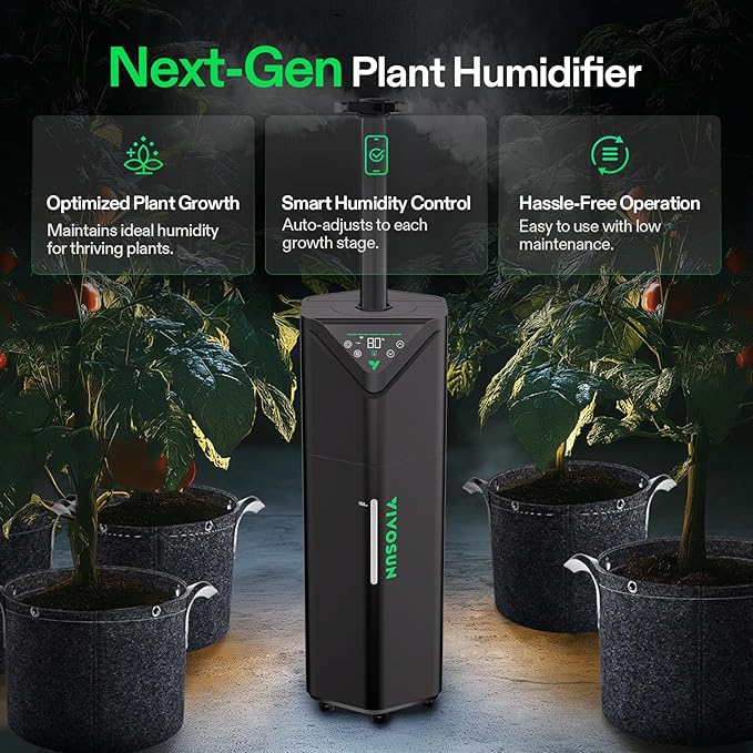 VIVOSUN AeroStream H19 Intelligent Environmental 19L Humidifier with Temp & Humidity Probe, Top Control Panel, Smart Remote Control, Designed Specifically for Use with Grow Tents