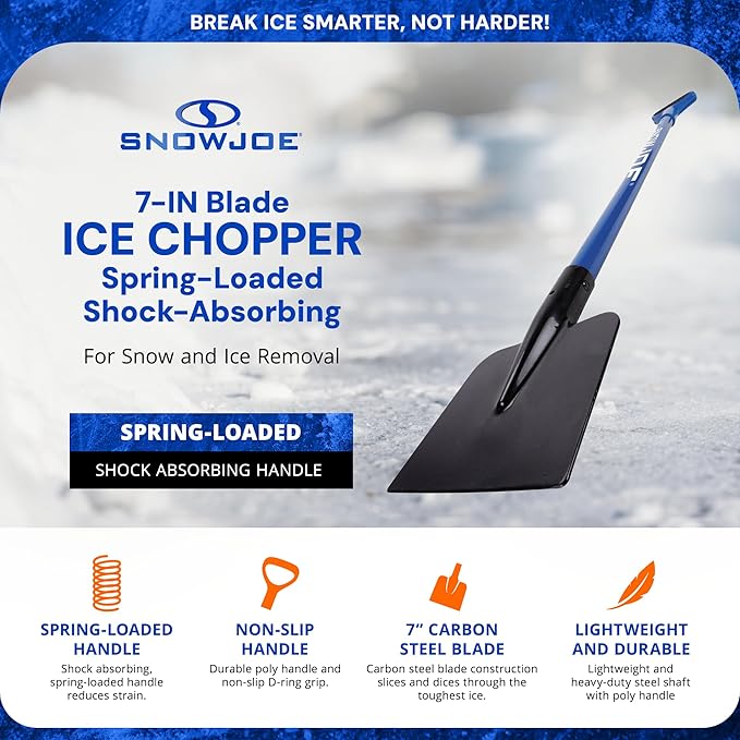 Snow Joe Ice Chopper with 7-Inch Carbon Steel Blade and Shock-Absorbing Handle, 3.2 Lbs - Portable and Lightweight Winter Scraper and Ice Remover for Driveway, Sidewalk, Garage, & Patio, SJEG700