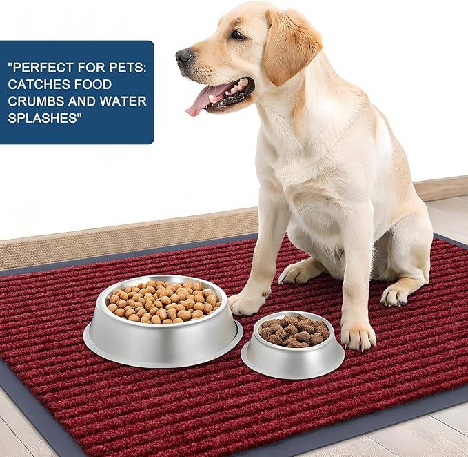 OLANLY Front Door Mat Indoor Outdoor Entrance, Waterproof Heavy Duty Doormat, Fade Resistant, Low Profile, Easy Clean Patio Porch Welcome Floor Mats for Entry, 35x30, Wine Red