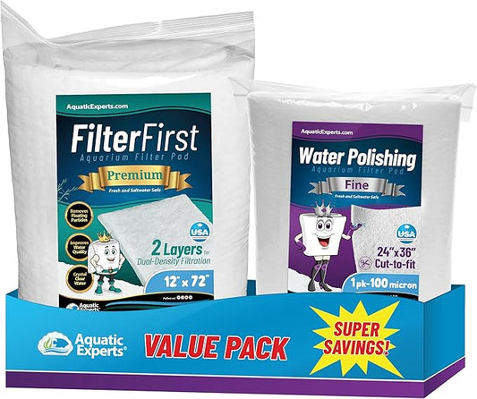Aquatic Experts Aquarium Polishing Filter Pad, Water Polishing Pad for Aquarium Filters, Filter Floss for Fish Tank Filters, (100 Micron, Aquarium Bundle)