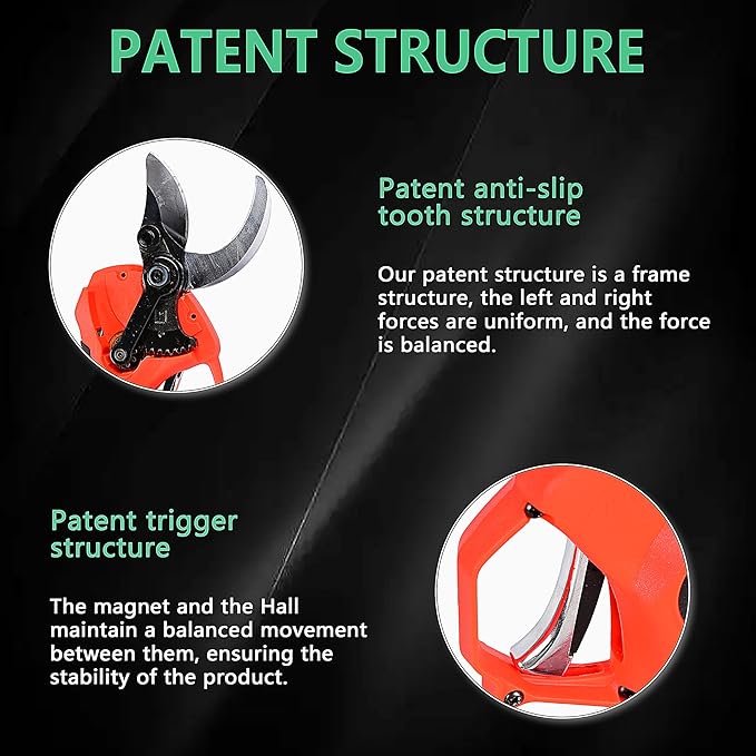 25V Electric Pruning Shears, Suoxin 1.6" Cutting diameter Brushless Cordless Tree Pruner with LCD Display, 2×4.0Ah Batteries, SK5 Blade – Professional Garden Tool for Thick Branches