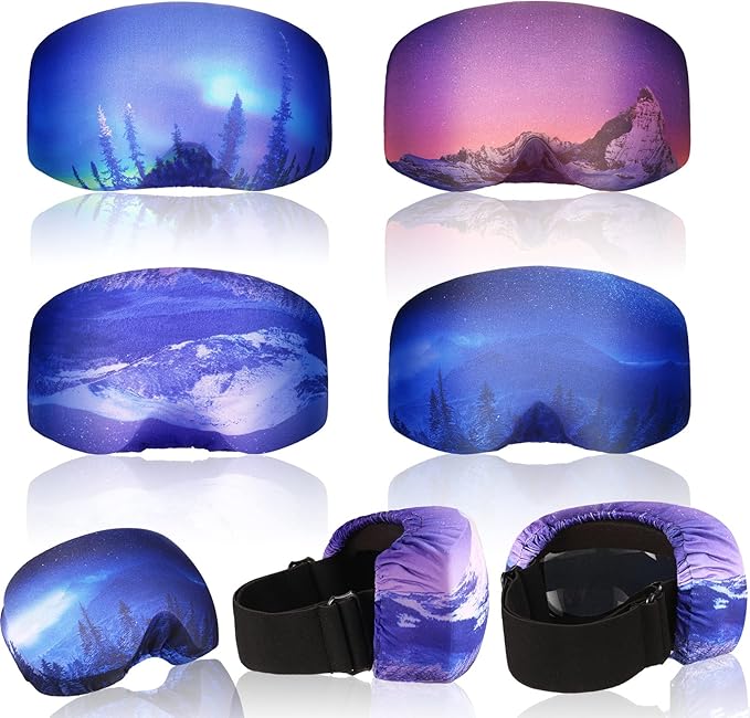 Civaner 4 Pieces Ski Snowboard Goggle Cover Sleeve Goggle Cover Microfiber Protective Lens Scratch Dust Protection for Travel