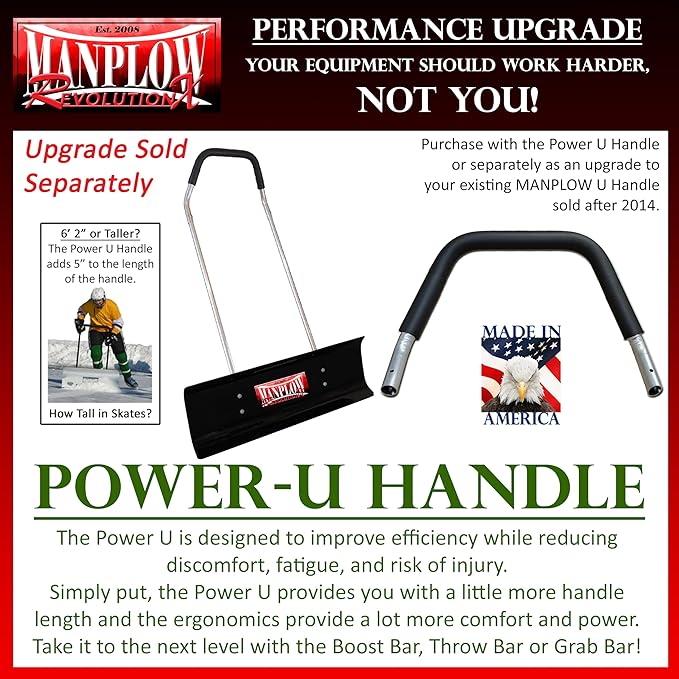 MANPLOW RevolutionX Snow Pushers and Shovels (Power U Handle, 32")