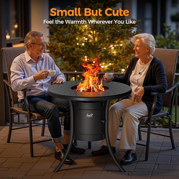 BALI OUTDOORS Dual 1-Pound Propane Fire Pit Outside, 26 inch Outdoor Fire Pit Black, Round Firepit Table for Outside Patio