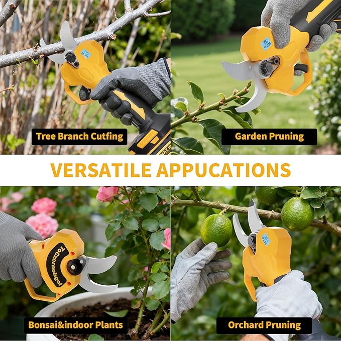 Electric Pruning Shears, Cordless Power Pruner with 2 Inch Cutting Diameter, LCD Display, Brushless Motor & 2×2.0Ah Batteries for Tree Branches & Garden