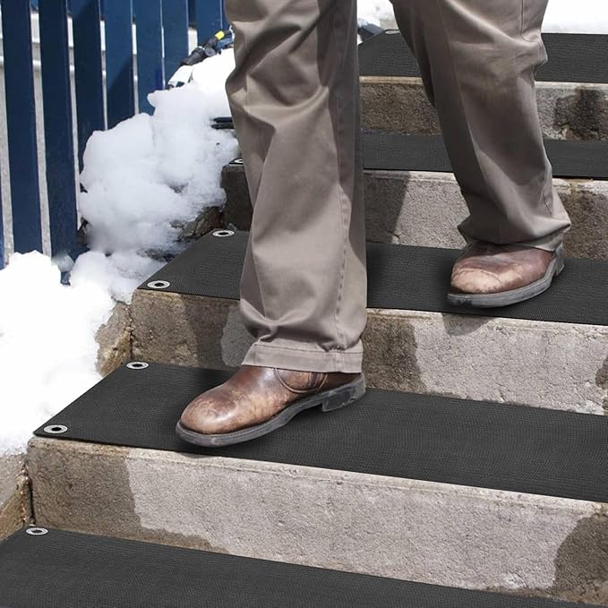 mestyl Heated Snow Melting Mats Outdoor, 10 x 30 Inch Heated Outdoor Mats, Snow and Ice Melting Mats No-Slip Winter Outdoor Heated Mats for Stair, Walkway, Steps, Sidewalks, Decks, Driveway, 3Pcs