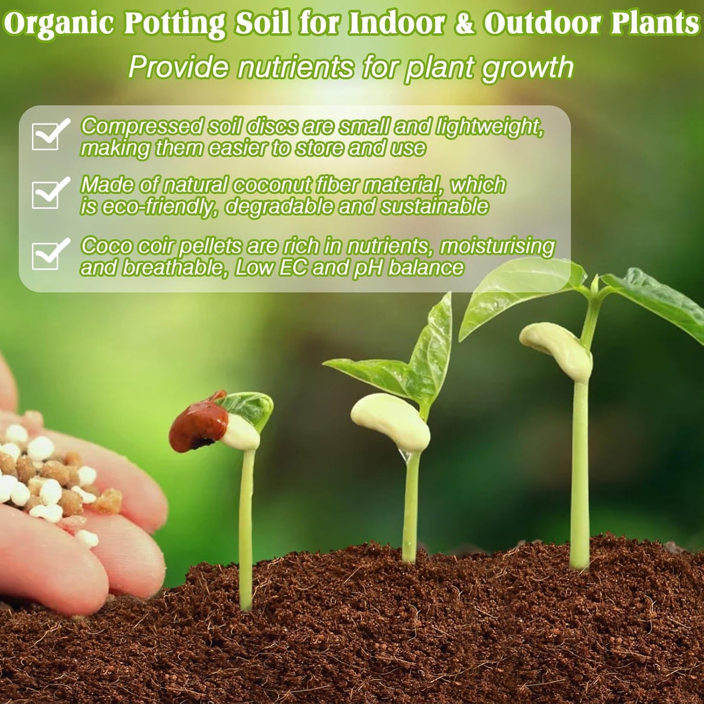 ZeeDix 100 Pcs 40mm Organic Coco Coir Pellets, Compressed Coconut Coir Seed Starter Expanding Soil Discs Potting Soil Dirt Pellets for Planting Bonsai, Herbs, Plants, Flowers and Vegetables