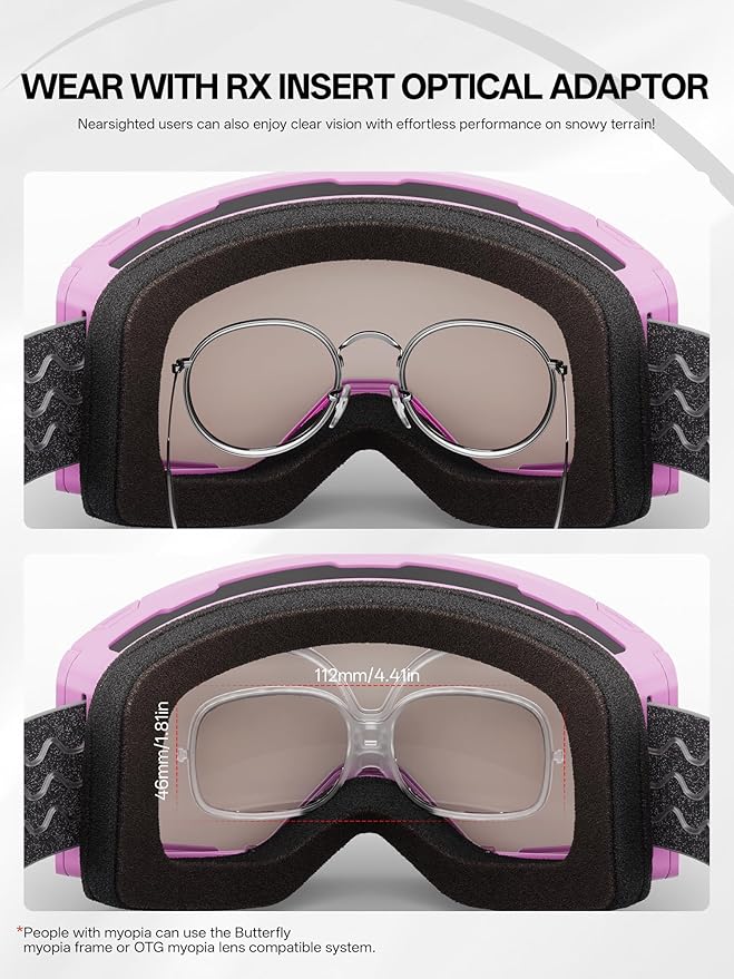 KAPVOE Ski Goggles Photochromic & Color Anti-fog UV400 Protection OTG Snowboard goggles Suitable for Men Women K722