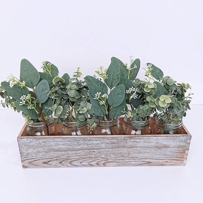 Mixed Eucalyptus Leaves Stems Bulk Artificial Eucalyptus Leaves Sprays Faux Oval Eucalyptus Leaves with White Seeds Stems for Floral Wreath Garland Bouquets Arrangement Wedding Greenery Decoration…