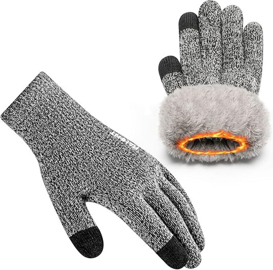 Rahhint Wool Winter Gloves Men Women Fleece lined Knit Gloves with Touchscreen Fingers Insulated Gloves Keep Hand Warm Gift