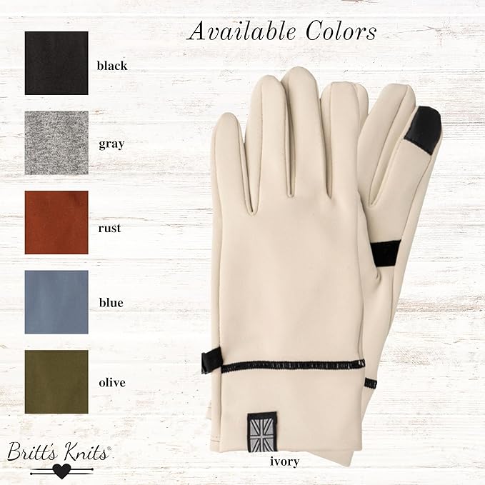 Britt's Knits Thermal Tech Cold Weather Winter Gloves Touch Screen Fleece Lining Unisex Gloves