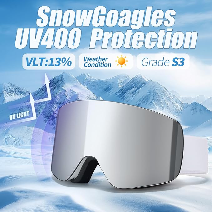 Ski Goggles OTG Snow/Snowboard Goggles Snowboarding Goggles Over Glasses Ski Goggle for Men Women Adult