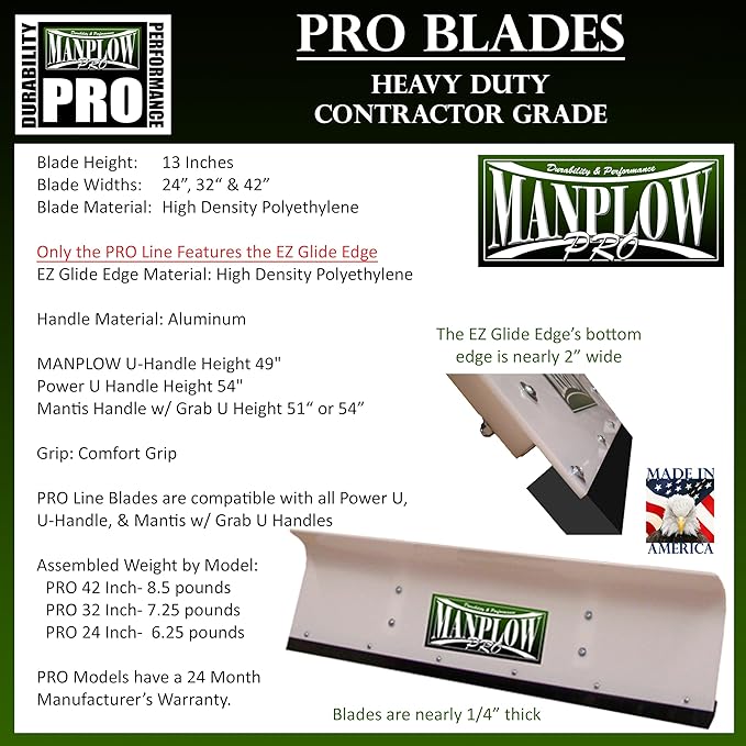 Manplow PRO32 PRO Snow Pusher, 32"