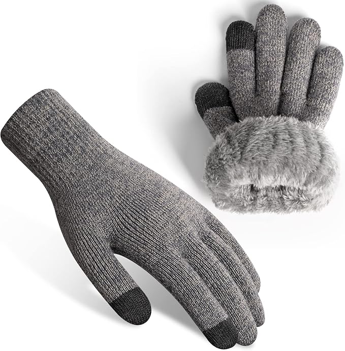 Rahhint Wool Winter Gloves Men Women Fleece lined Knit Gloves with Touchscreen Fingers Insulated Gloves Keep Hand Warm Gift