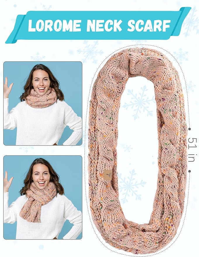 Winter Hat Scarf Gloves and Ear Warmer, Warm Knit Beanie Hat Touch Screen Gloves Set Winter Gifts Neck Scarves for Women