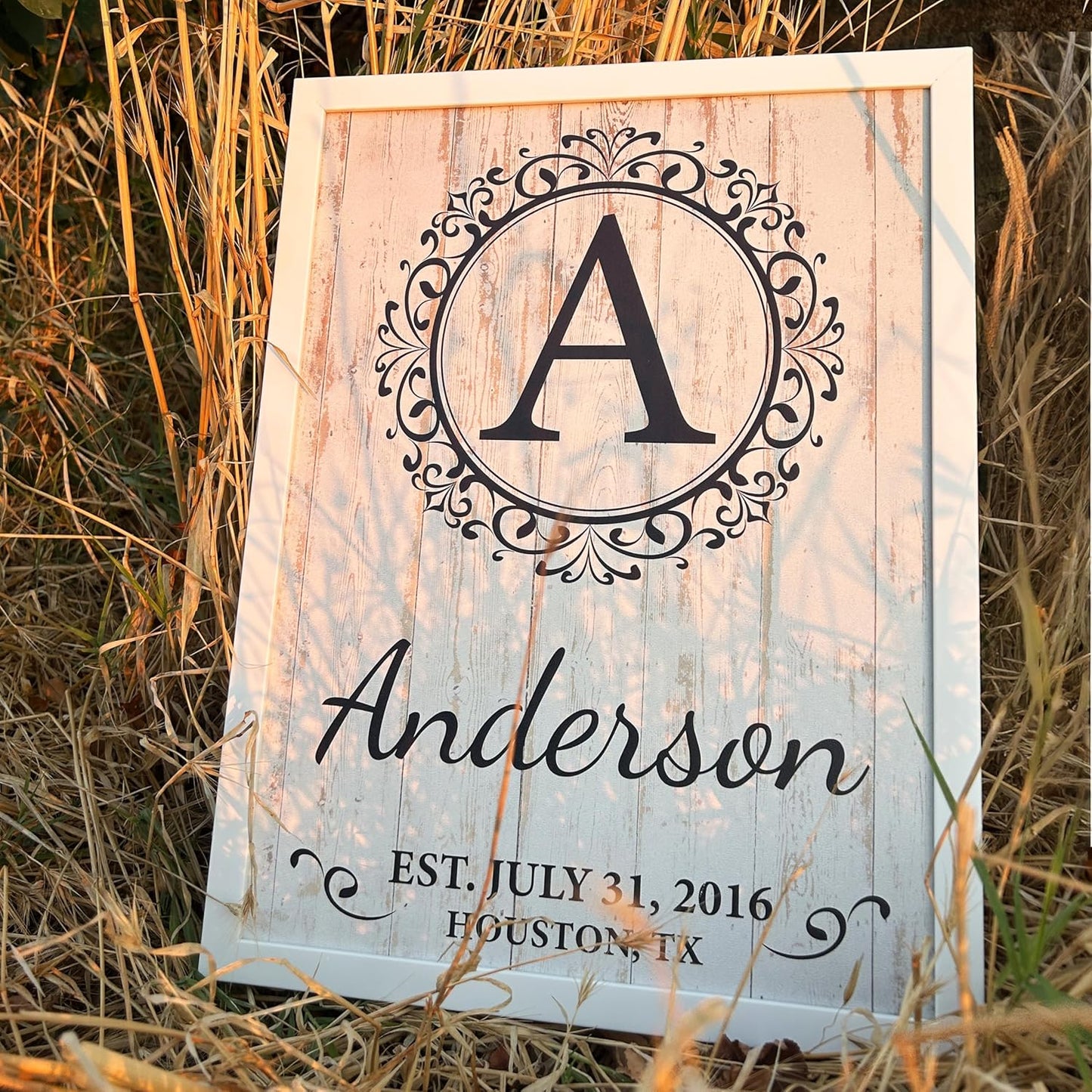 aydan's unique finds Personalized Monogram Family Name Sign - Custom Established Date Wall Art - Rustic Wooden Wedding Gift - Custom Last Name Sign for Home Decor