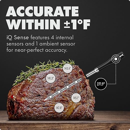 CHEF iQ Sense | Smart Wireless Meat Thermometer | 4 Ultra-Thin Probes | WiFi Unlimited Range | 1000°F Heat Safe | 5 Sensors | BBQ, Grill, Oven, Smoker, Air Fryer | Gen3