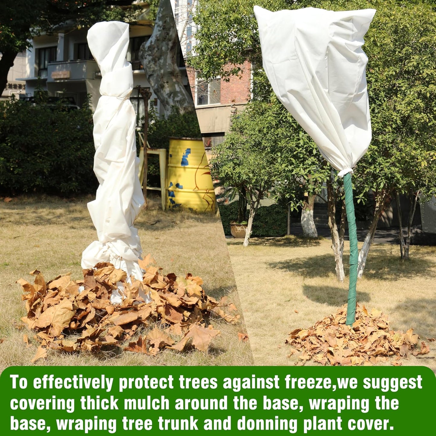 Gardzen 5-Pack Plant Covers Freeze Protection, Drawstring Tree Cover, Winter Freeze Plant Protection, Tree Jacket Frost Blanket for Outdoor Plants, 22.4" x 24"