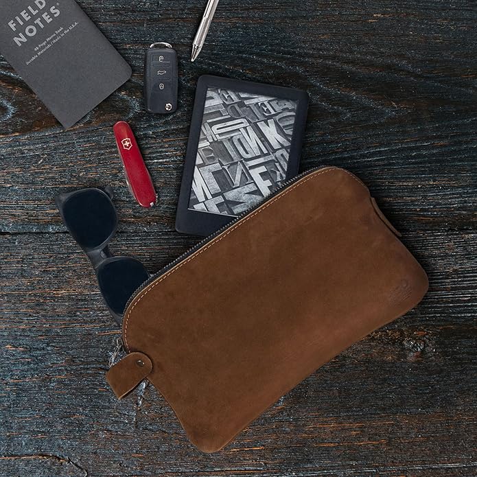 Hide & Drink, Large Rustic All Purpose Utility Bag for Cords & Chargers, Travel Bag, Multi-Purpose Bag, Full Grain Leather